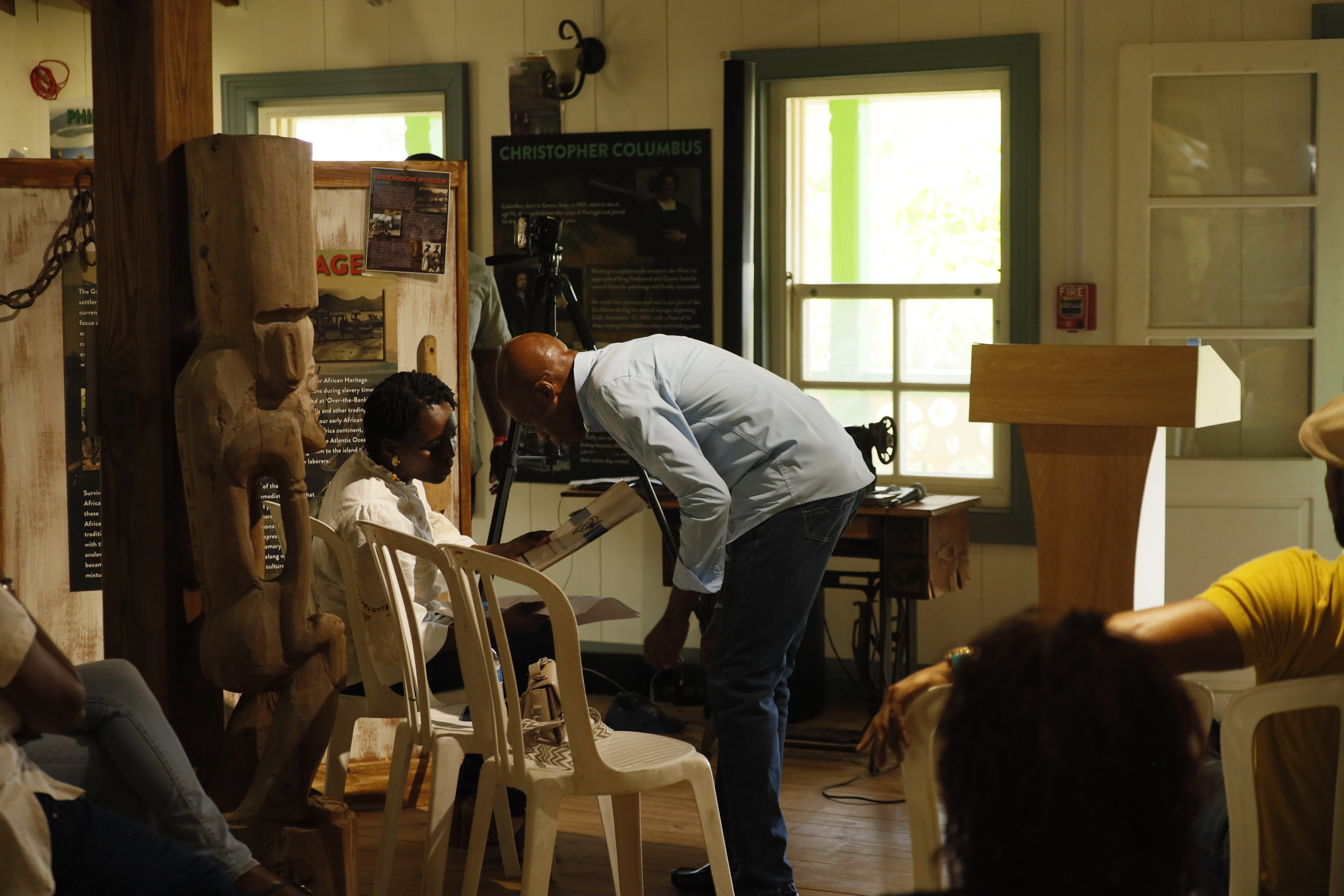 Presenter engaging inside the museum
