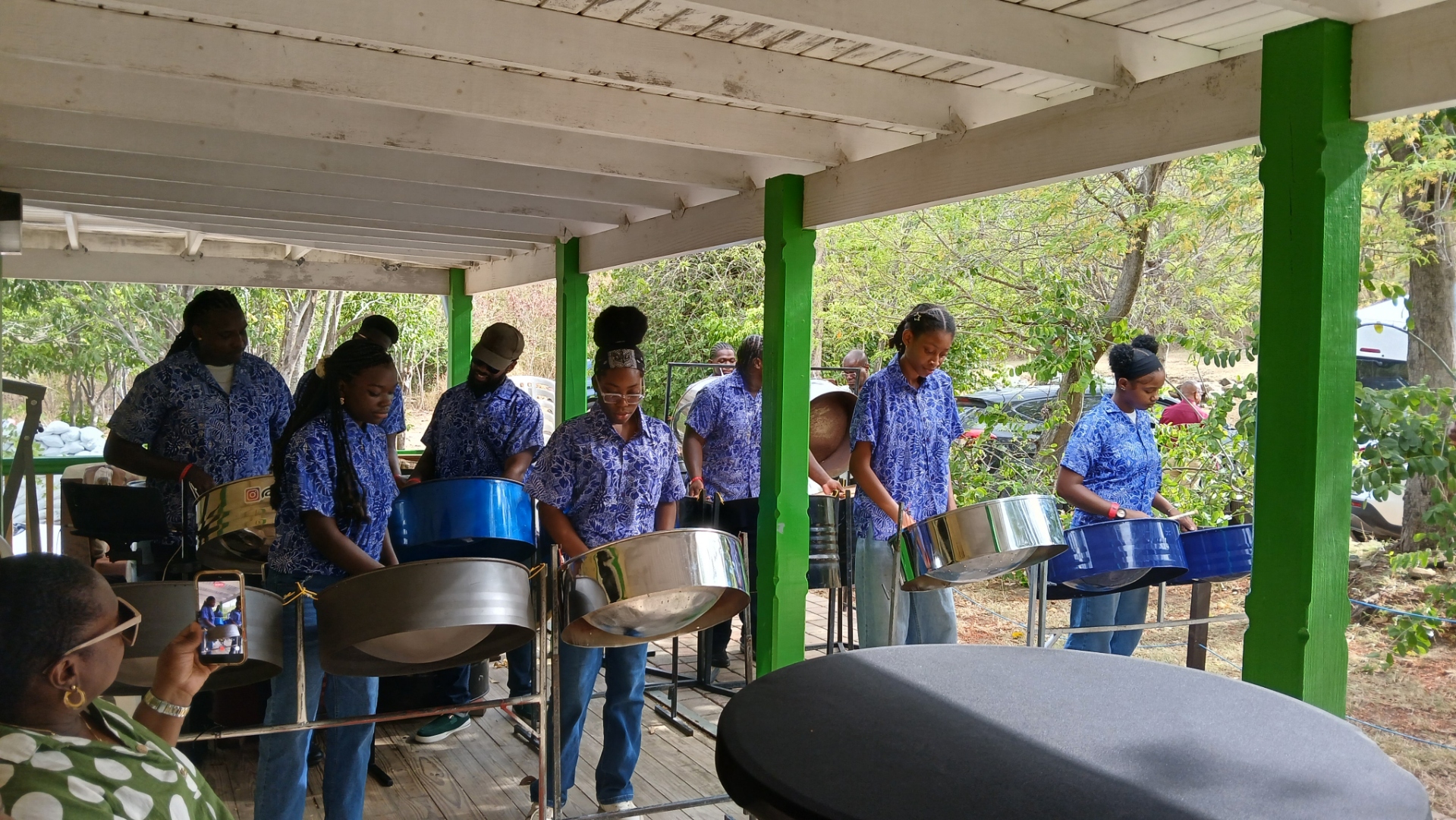 Guests watching Dow's Steel Pan Orchestra perform