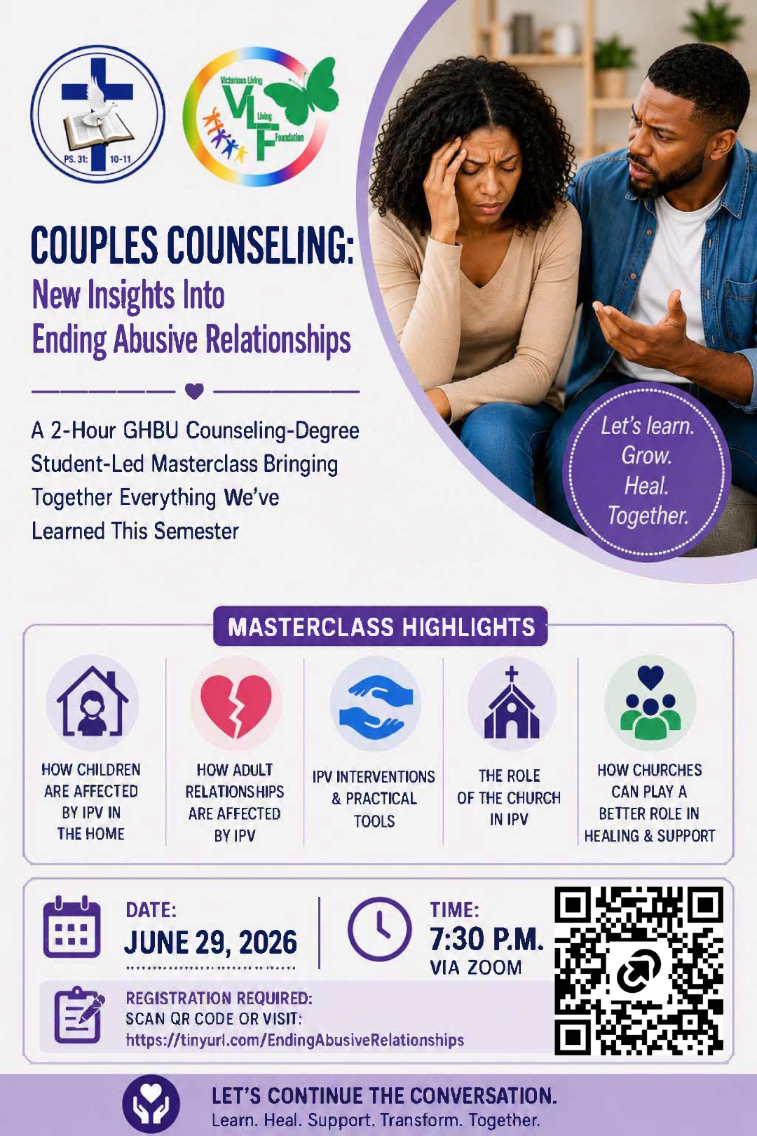 Couples Counseling Masterclass Flyer — June 29 2026