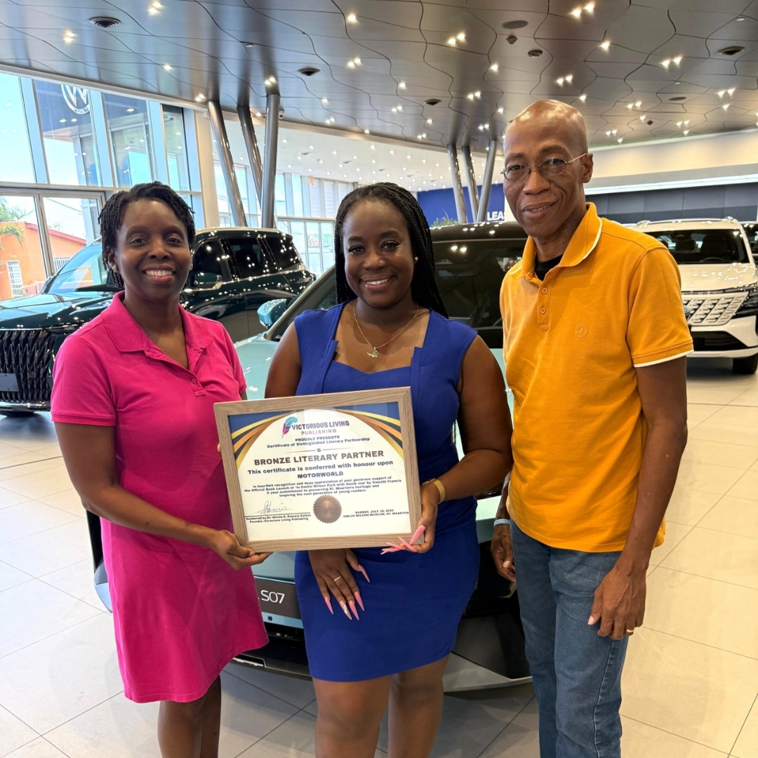 Motorworld receiving their Bronze Literary Partner certificate