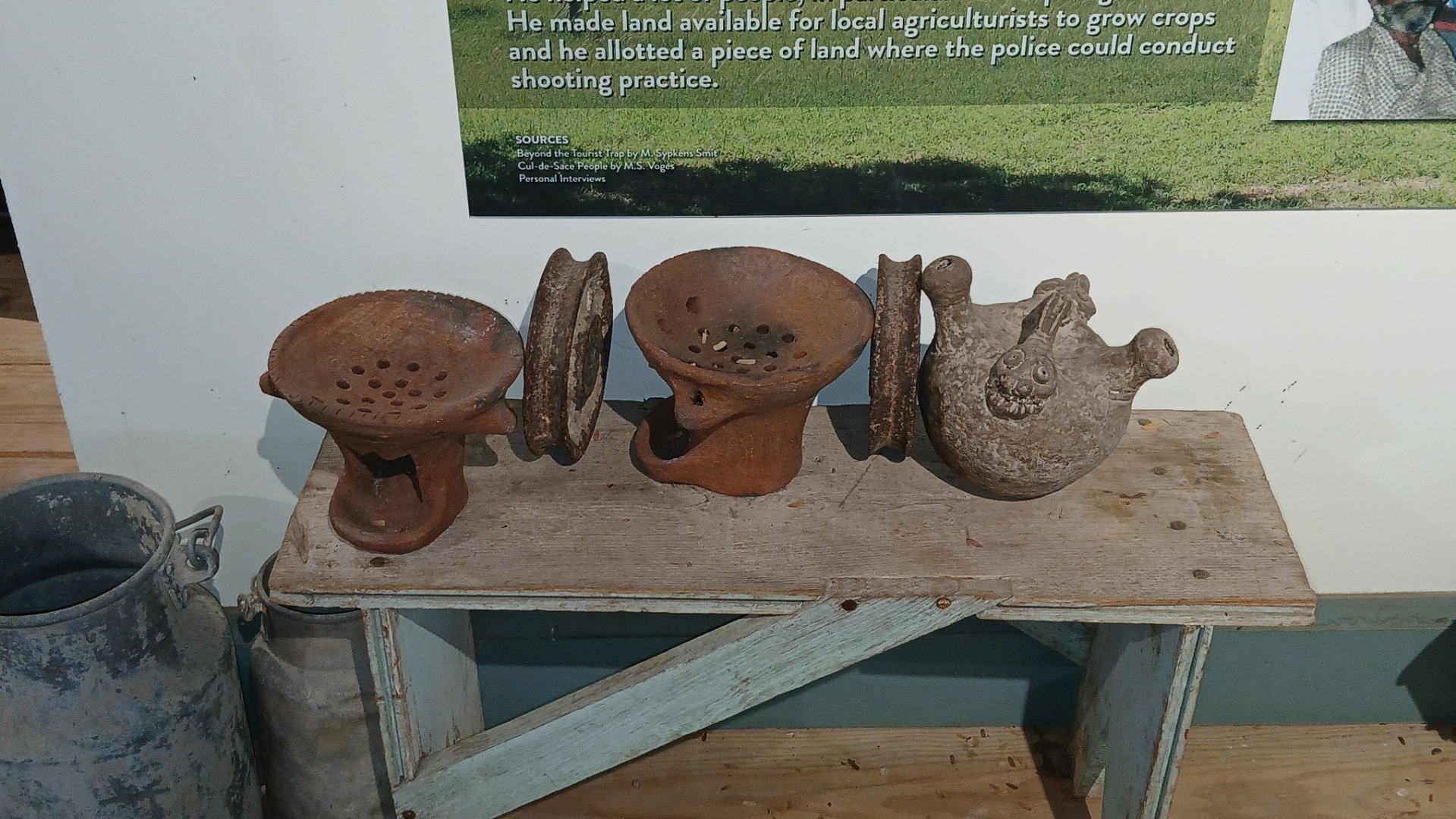 Archaeological clay pottery and braziers at the Emilio Wilson Museum